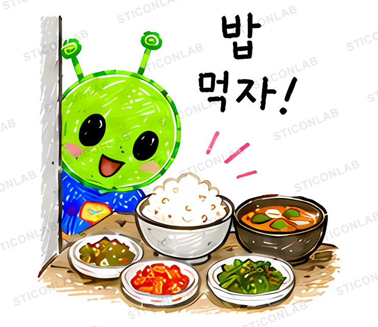 초록 외계인 삐요의 먹방 리액션